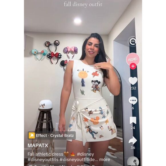 Disney Classic Friends cream wrap tennis dress high neck sleeveless mini built i - Picture 1 of 7